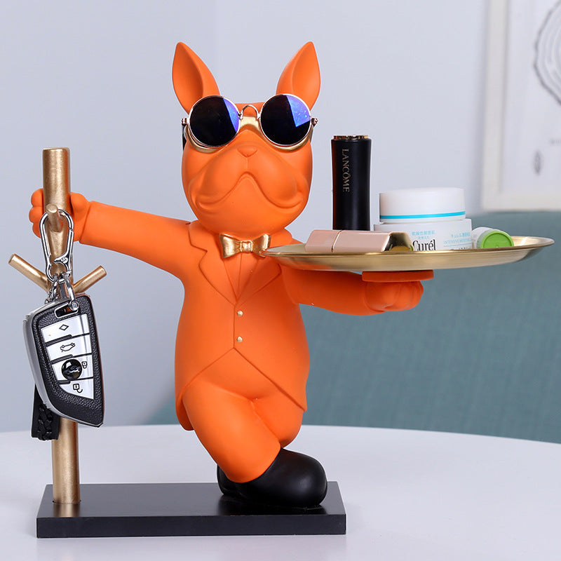 Butler Deluxe – Stylish Bulldog Sculpture with Storage Tray & Key Holder