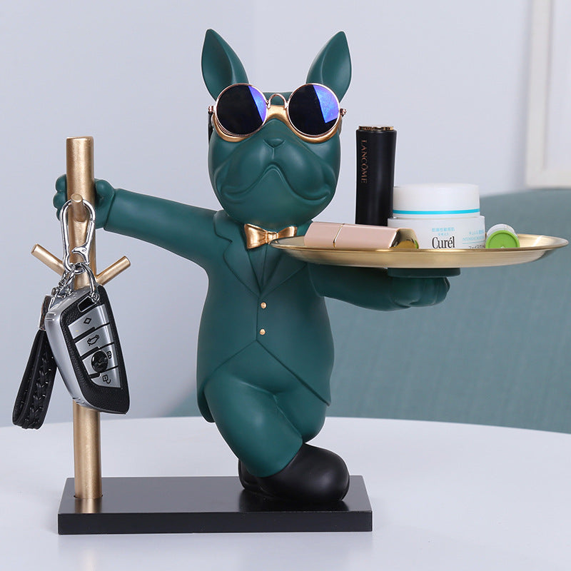 Butler Deluxe – Stylish Bulldog Sculpture with Storage Tray & Key Holder